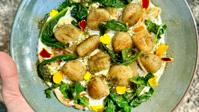 Emerald Mountain Gnocchi with Whipped Cottage Cheese