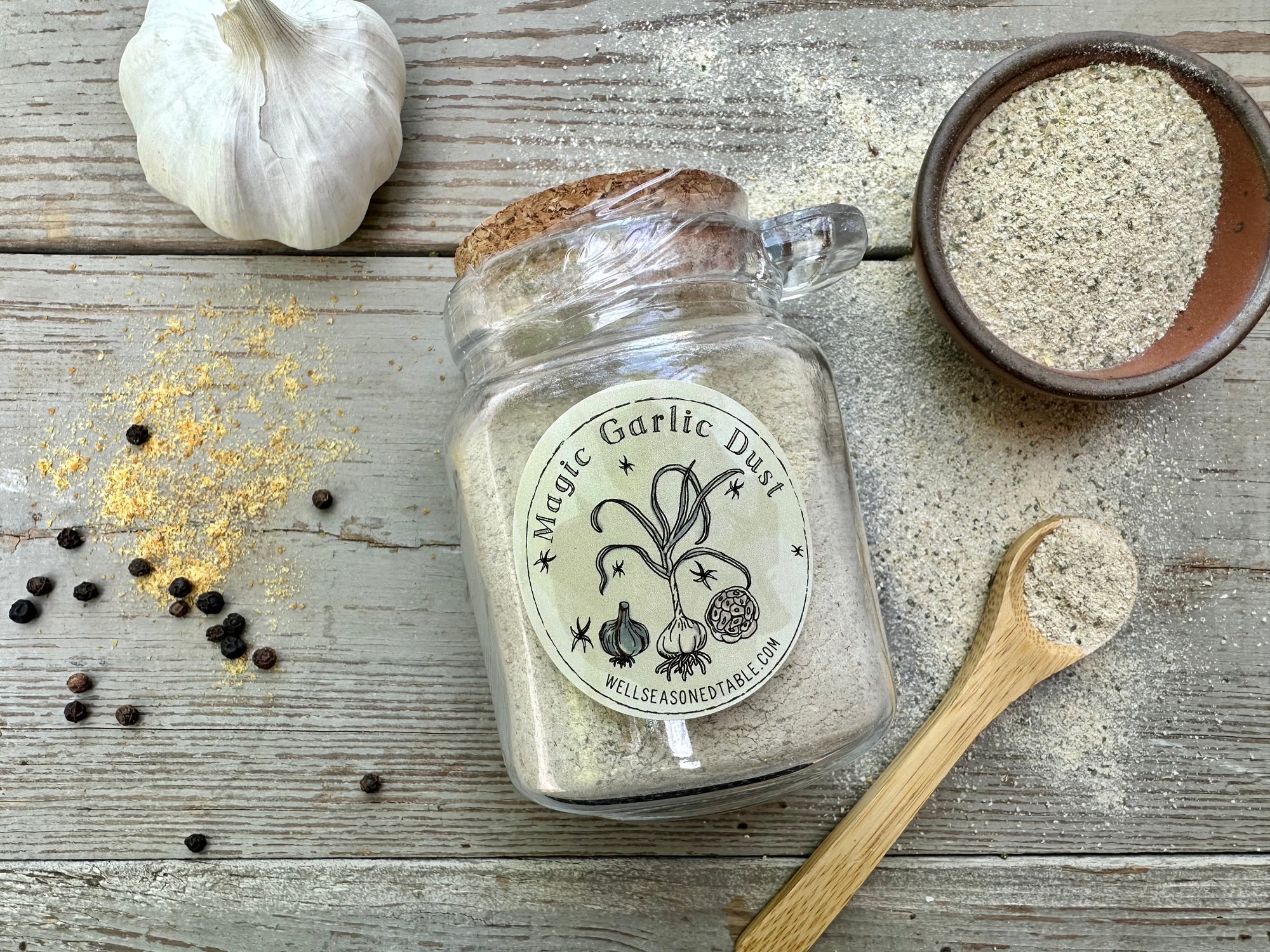 Refillable Glass Spice Jar with Cork and Spoon